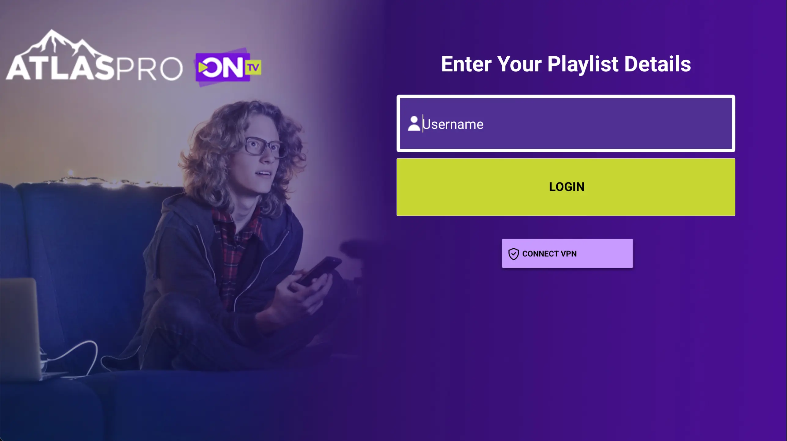 Interface Atlas Pro ONTV connexion playlist